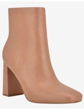 Marc Fisher Jacinta Light Brown Leather Square Toe Ankle Booties
